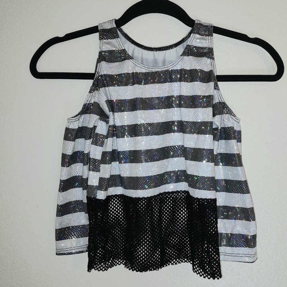 Leo's Dance Wear Girls Stripes Black/White Size LC (Age 11-13) Pre-owned